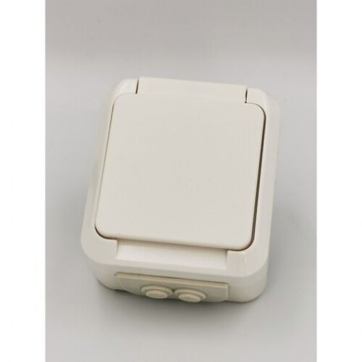 Εικόνα της Πρίζα Σούκο Ασφαλείας Επίτοιχη Στεγανή IP54 Λευκός AQUA