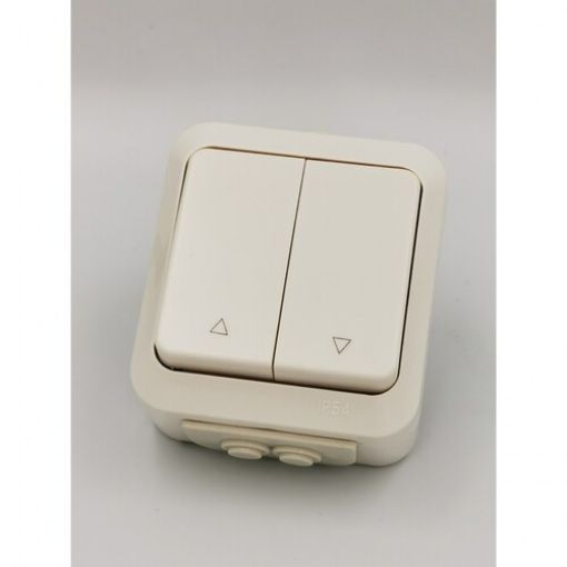 Εικόνα της Μπουτόν Ρολών Επίτοιχο Στεγανό IP54 Λευκό AQUA