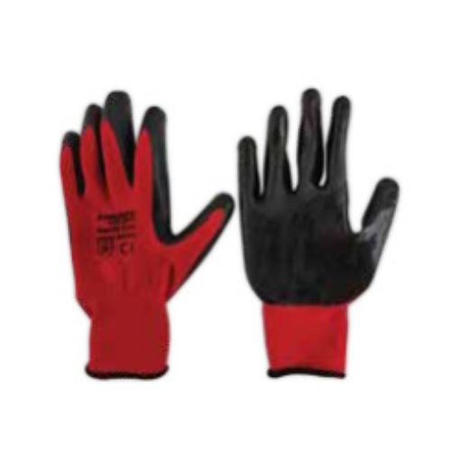 Εικόνα της Γάντια Κόκκινα Νο10 Πολυεστερικά με Επικάλυψη Νιτριλίου (Παλάμη)
