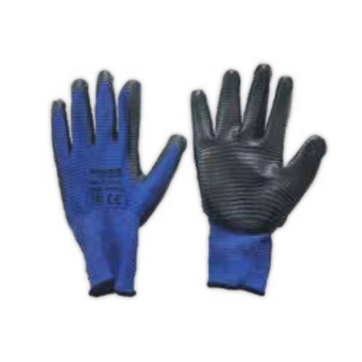 Εικόνα της Γάντια Μπλε Νο10 Πολυεστερικά Ραβδωτά με Επικάλυψη Νιτριλίου (Παλάμη)