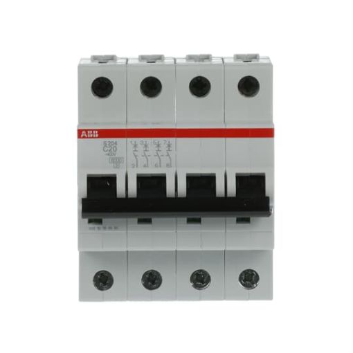 Picture of S204-C20 Miniature Circuit Breaker 4P 20A C 6kA