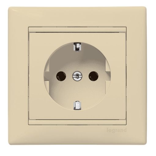 Εικόνα της Πρίζα Σουκό Ασφαλείας με Καπάκι Κρεμ Valena 774322