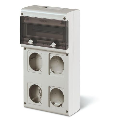 Εικόνα της Πίνακας Επίτοιχος 1X10 με 4 Θέσεις για Πρίζες IP66 212X415X105mm 632.4500-000