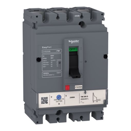 Picture of LV525303 Circuit Breaker 3P/3d 250A (175-250A) 25kA EasyPact CVS250B