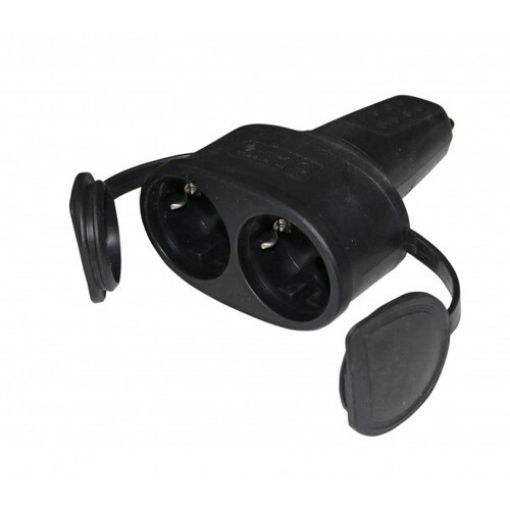 Εικόνα της Φις Σούκο Θηλυκό Διπλό PVC με Καπάκι 16Α 15-119