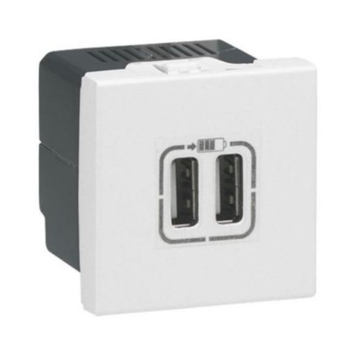 Εικόνα της Πρίζα Φόρτισης Διπλή USB Type A Λευκή 2 Στοιχείων Mosaic 077594
