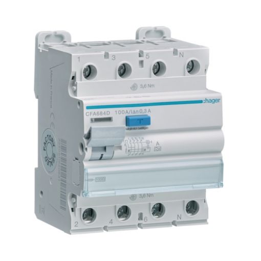 Εικόνα της CFA684D Ρελέ Διαρροής 4P 100Α 300mA Τύπου A