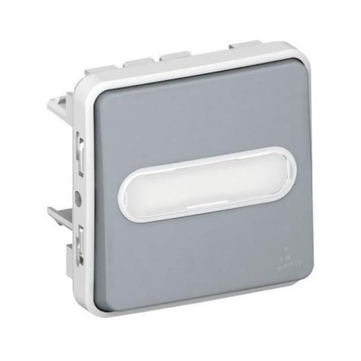 Εικόνα της Μηχανισμός Μπουτόν με Επιγραφή Φωτεινό 12V Γκρι IP55 PLEXO 069543