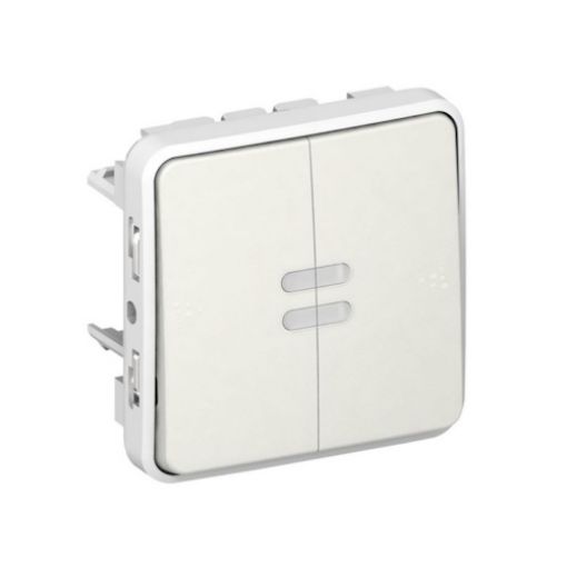 Εικόνα της Μηχανισμός Διακόπτη Διπλού Α/Ρ Φωτεινός 230V Λευκό IP55 PLEXO 069626