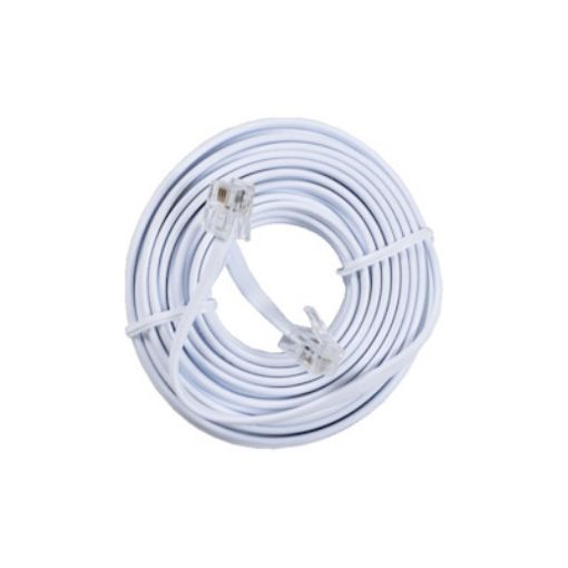 Εικόνα της Καλώδιο Συνδέσεως Τηλεφώνου με Κλιπς RJ11 (6P4C) 10m Λευκό Blister