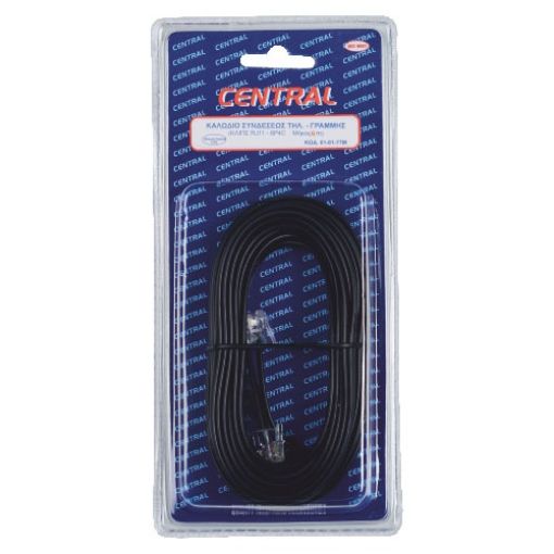 Εικόνα της Καλώδιο Συνδέσεως Τηλεφώνου με Κλιπς RJ11 (6P4C) 6m Μαύρο Blister