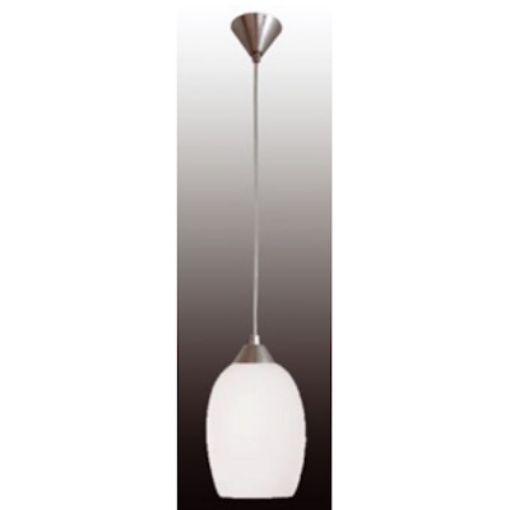 Εικόνα της Φωτιστικό Κρεμαστό Μονόφωτο με Γυαλί Λευκό Νικέλ Ματ