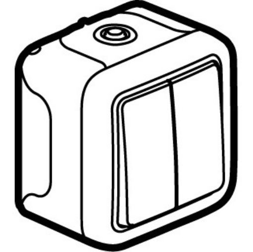 Εικόνα της Διακόπτης Διπλός Α/Ρ Επίτοιχος Λευκός IP55 Πλήρης PLEXO 069755