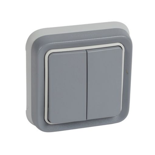 Εικόνα της Διακόπτης Διπλός Α/Ρ Χωνευτός Γκρι IP55 Πλήρης PLEXO 069817