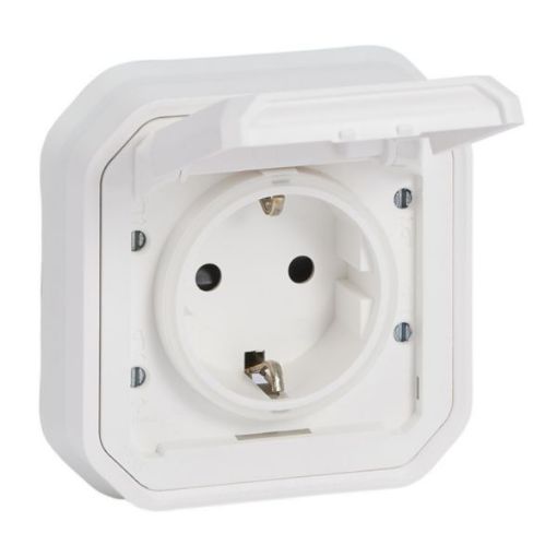 Picture of Schuko Recessed Socket White IP55 Complete PLEXO 069868L
