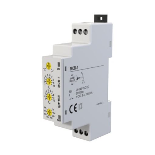 Picture of MCB-7 0.1s-30h Time Relay ON Delay or OFF Delay 24-240VAC/DC 1C/O 8A ENTES