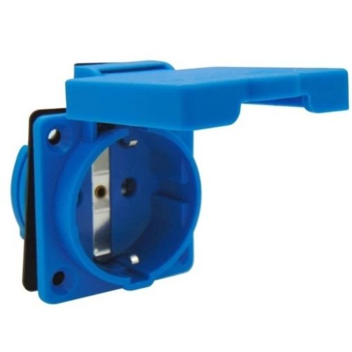 Picture of S220E 16A Flush Mount Socket with IP54 Blue Cover