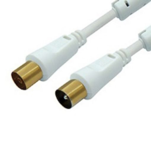 Picture of TV Cable PAL M/F 3m White with Ferrite and Gold-Plated Contacts LANCOM