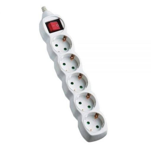 Εικόνα της Πολύπριζο 5 Σούκο με Καλώδιο 3G1.5mm² 1.5m Λευκό με Διακόπτη