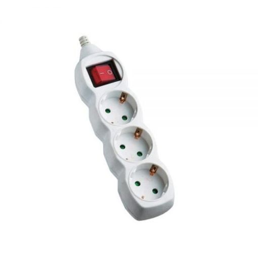 Εικόνα της Πολύπριζο 3 Σούκο με Καλώδιο 3G1.5mm² 3m Λευκό με Διακόπτη