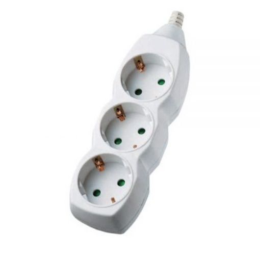 Εικόνα της Πολύπριζο 3 Σούκο με Καλώδιο 3G1.5mm² 5m Λευκό χωρίς Διακόπτη