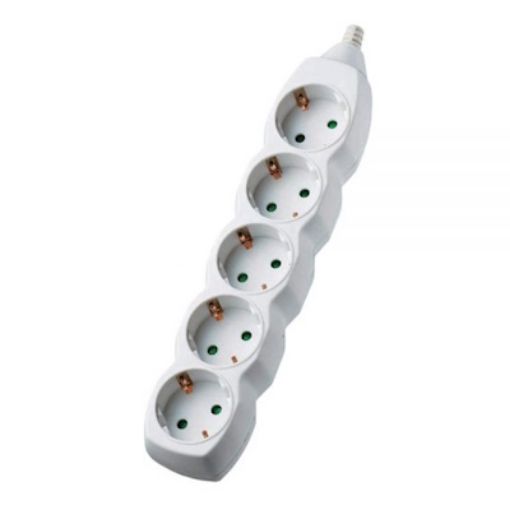 Εικόνα της Πολύπριζο 5 Σούκο με Καλώδιο 3G1.5mm² 5m Λευκό χωρίς Διακόπτη