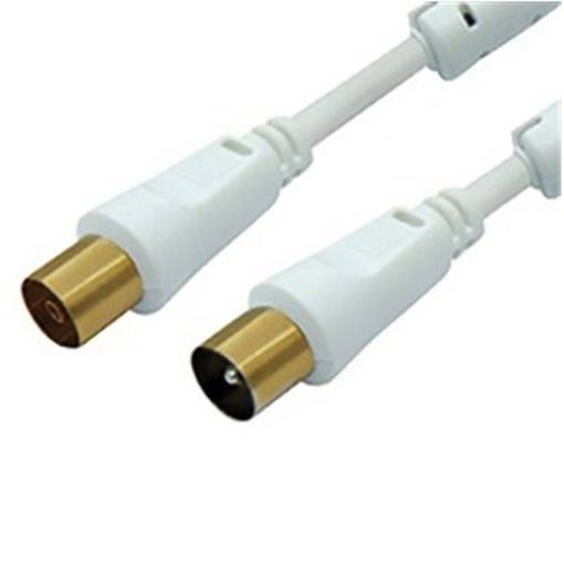 Picture of TV Cable PAL M/F 1.5m White with Ferrite and Gold-Plated Contacts LANCOM