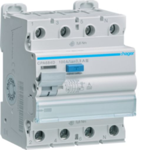 Picture of CPA684D 4P 100A 300mA Leakage Relay Type A Selective