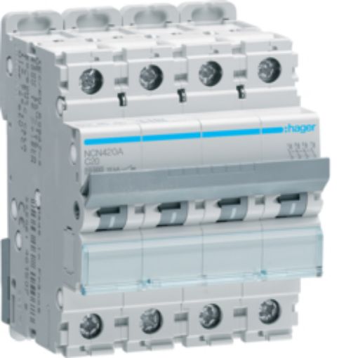 Picture of NCN420A Miniature Circuit Breaker 4P 20A C 10kA