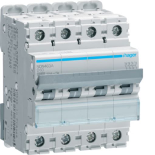Picture of NDN463A Miniature Circuit Breaker 4P 63A D 10kA