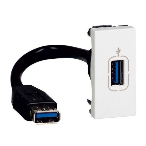 Εικόνα της Πρίζα USB 2.0 Προκαλωδιωμένη Λευκή 1 Στοιχείου Mosaic 078746