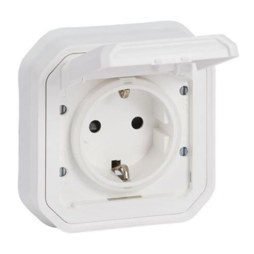 Picture of Schuko Recessed Socket White IP55 Complete PLEXO 069868L