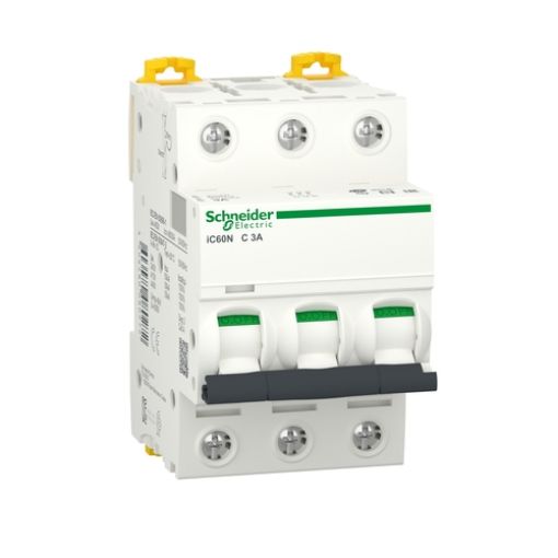 Picture of A9F74303 Miniature Circuit Breaker 3P 3A C 6kA iC60N